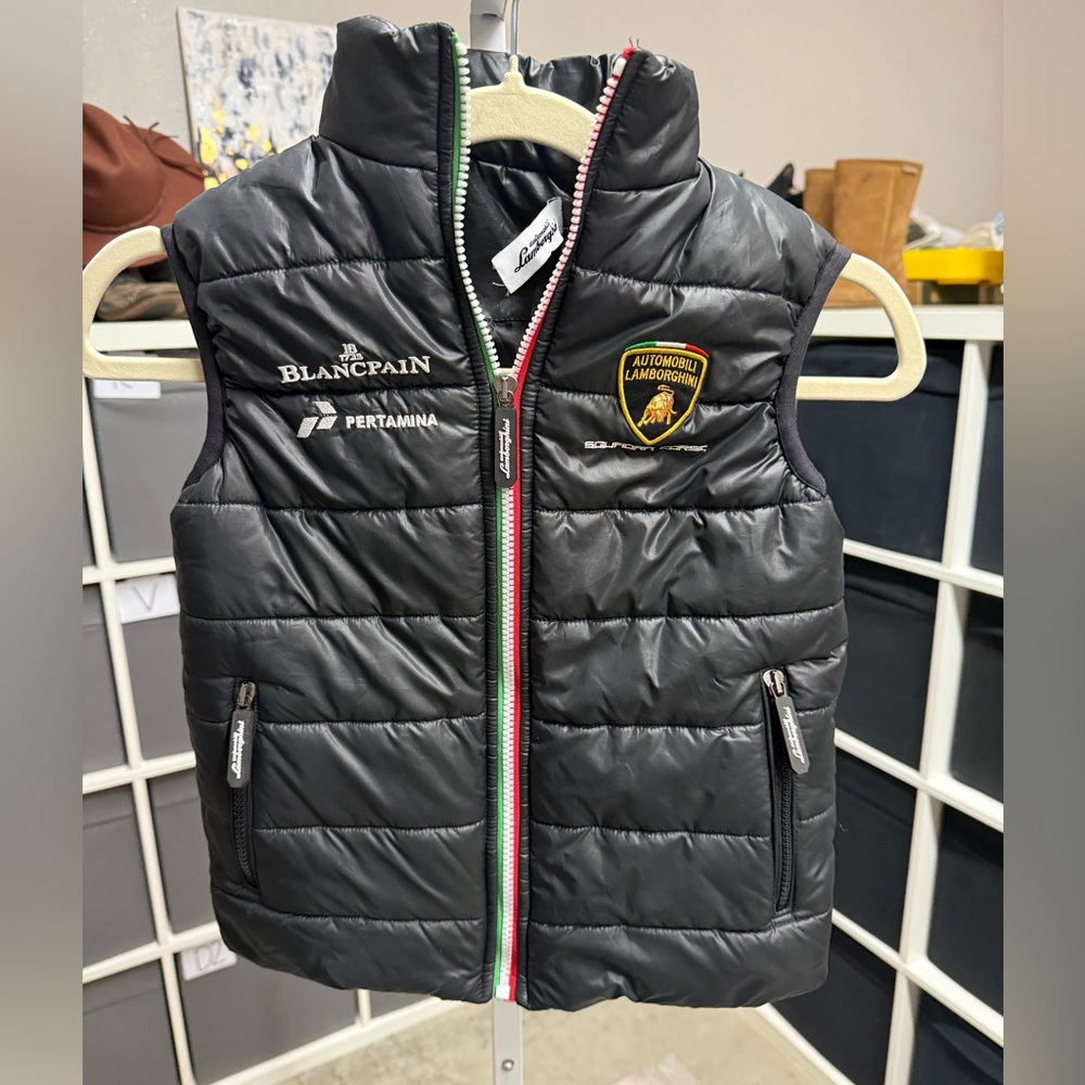 Lamborghini Kids Black Zipper Puffer Vest
